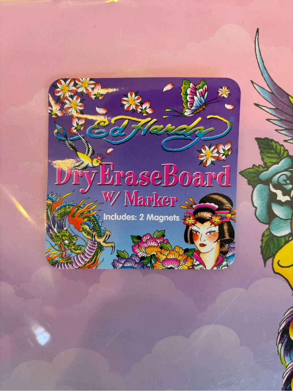 4 NEW Ed Hardy Peacock Dry Erase Boards Sealed Marker Magnets Y2K